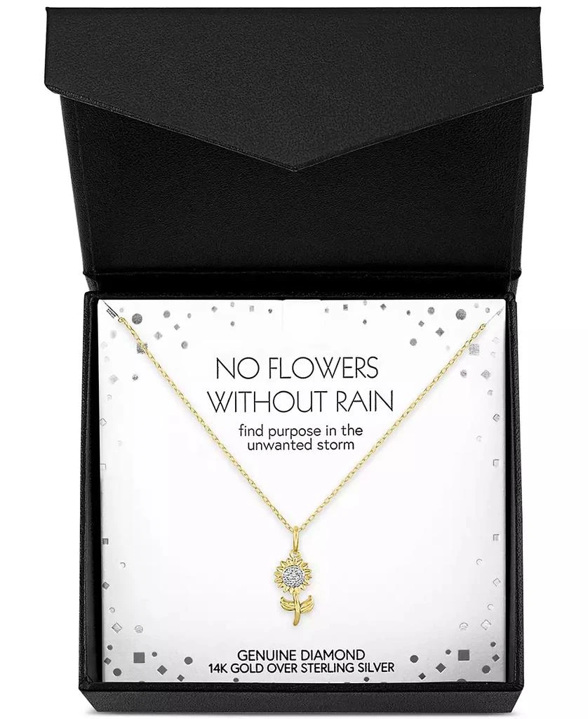 Macy
s Diamond Accent Sunflower Pendant Necklace in 14k Gold-Plated Sterling Silver, 16" + 2" extender 3