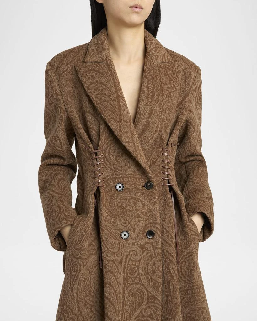 ETRO Paisley Wool Laced Long Trench Coat 5