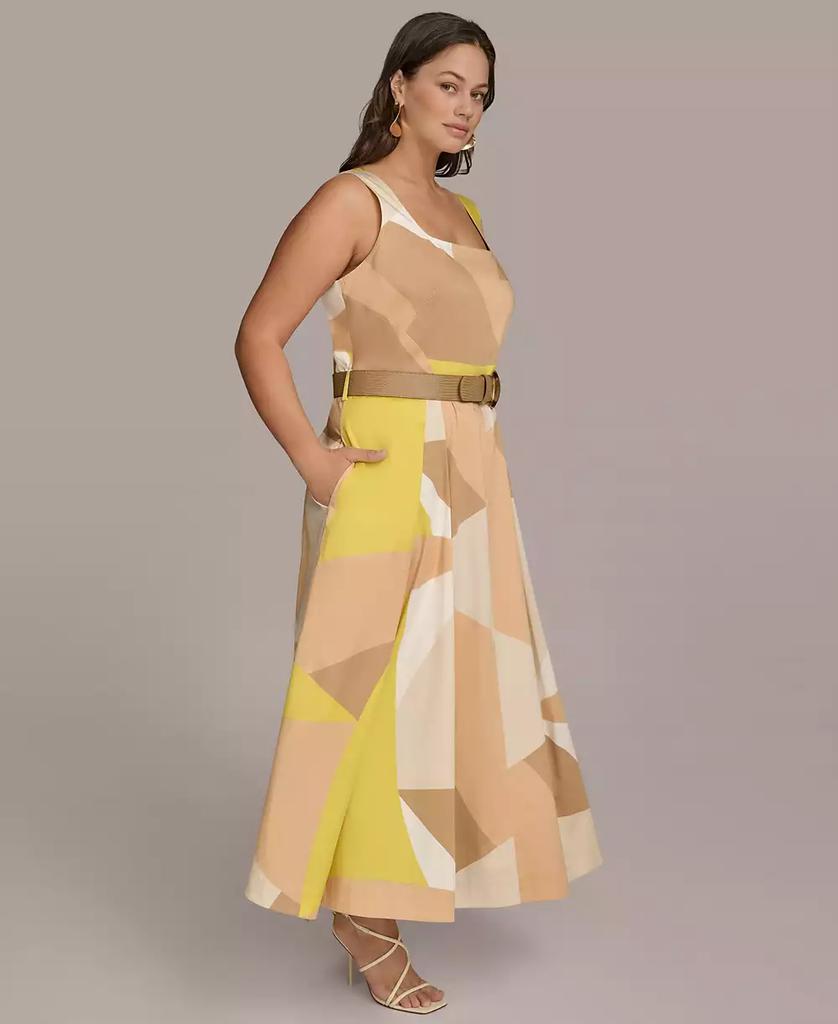 Donna Karan Plus Size Printed Belted Dress