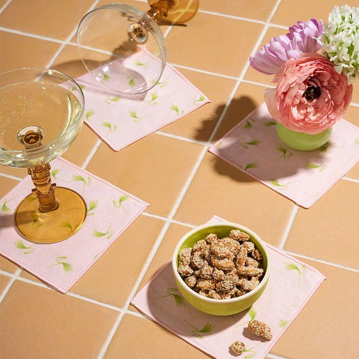 ATELIER SAUCIER Flamingo Pin Cocktail Napkins, Set of 4 3
