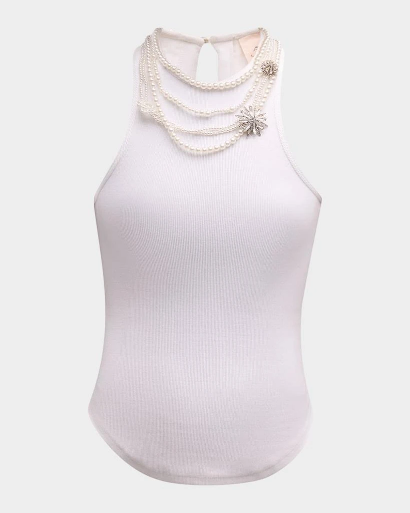 Cinq a Sept Lizzie Pearly Chain Embellished Tank Top 1