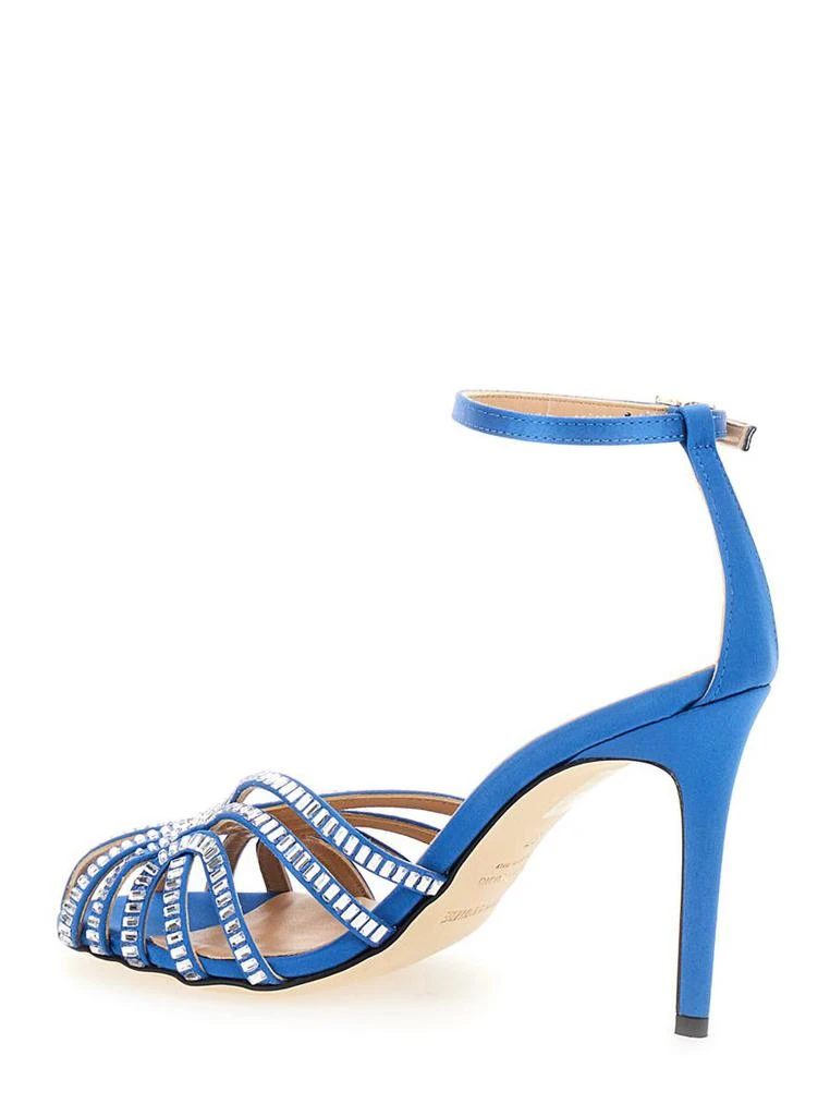 SEMICOUTURE Light Blue Sandals With Baguette Rhinestones In Satin Woman 3