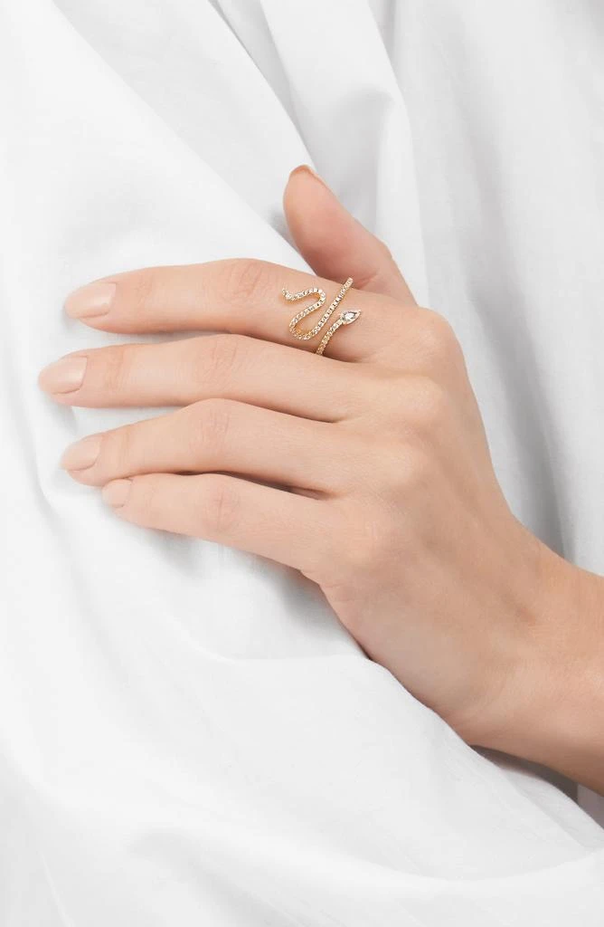 ADORNIA 14K Gold Plated Swarovski Crystal Accented Winding Snake Ring 4
