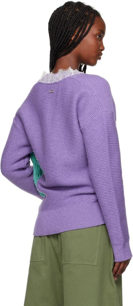 JW Anderson Purple V-Neck Lace Trim Sweater 3