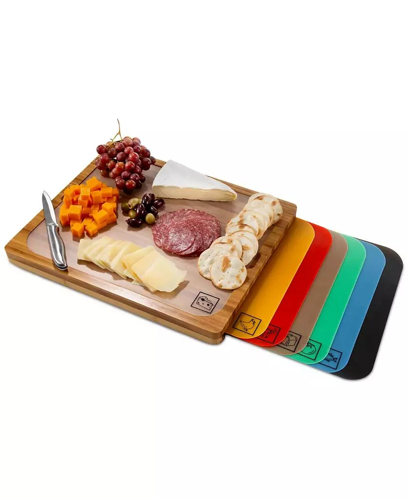 Seville Classics Bamboo Cutting Board & Flexible Food Mats Set 1