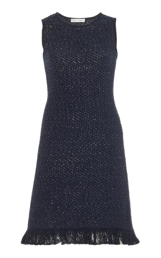 Oscar de la Renta Oscar de la Renta - Sequined Cotton-Blend Mini Dress - Navy - XS - Moda Operandi
