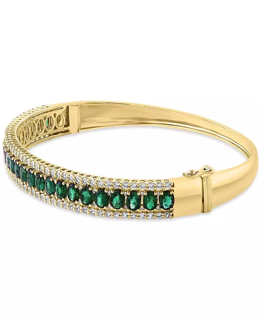 Effy EFFY® Emerald (4-1/2 ct. t.w.), White Sapphire (1-1/3 ct. t.w.) 
Diamond (1/6 ct. t.w.) Bangle Bracelet in 14k Gold 3