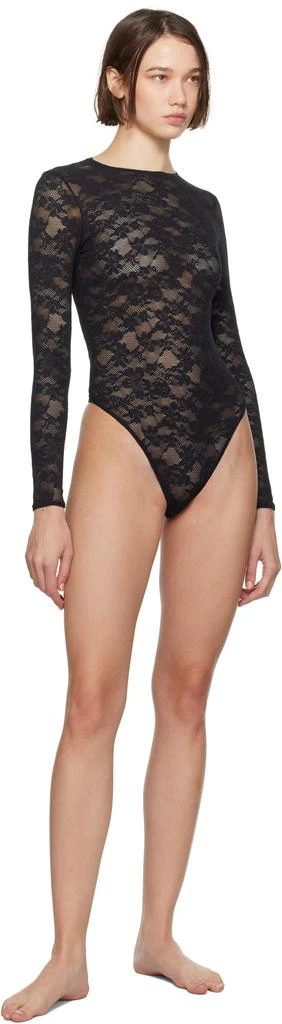 Fleur du Mal Black 'Le Stretch' Lace Long Sleeve Bodysuit 4