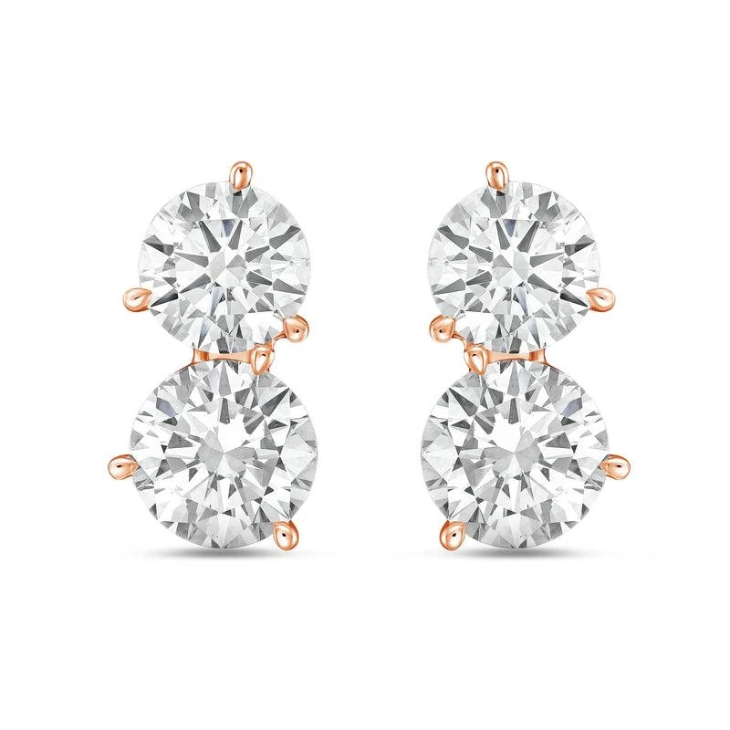 Diana M Jewels 14K RG Gold 2 Stone Earrings 8.00 Ct Tw