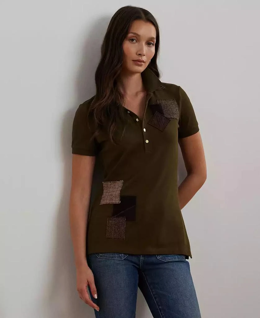 Ralph Lauren Women's Patchwork Piqué Polo Shirt, Regular & Petite 1
