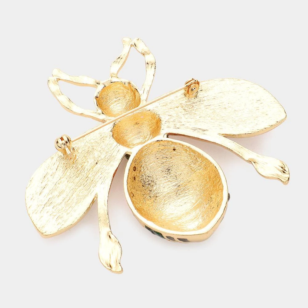 FASHNZFAB Rhinestone Embellished Honey Bee Pin Brooch 2