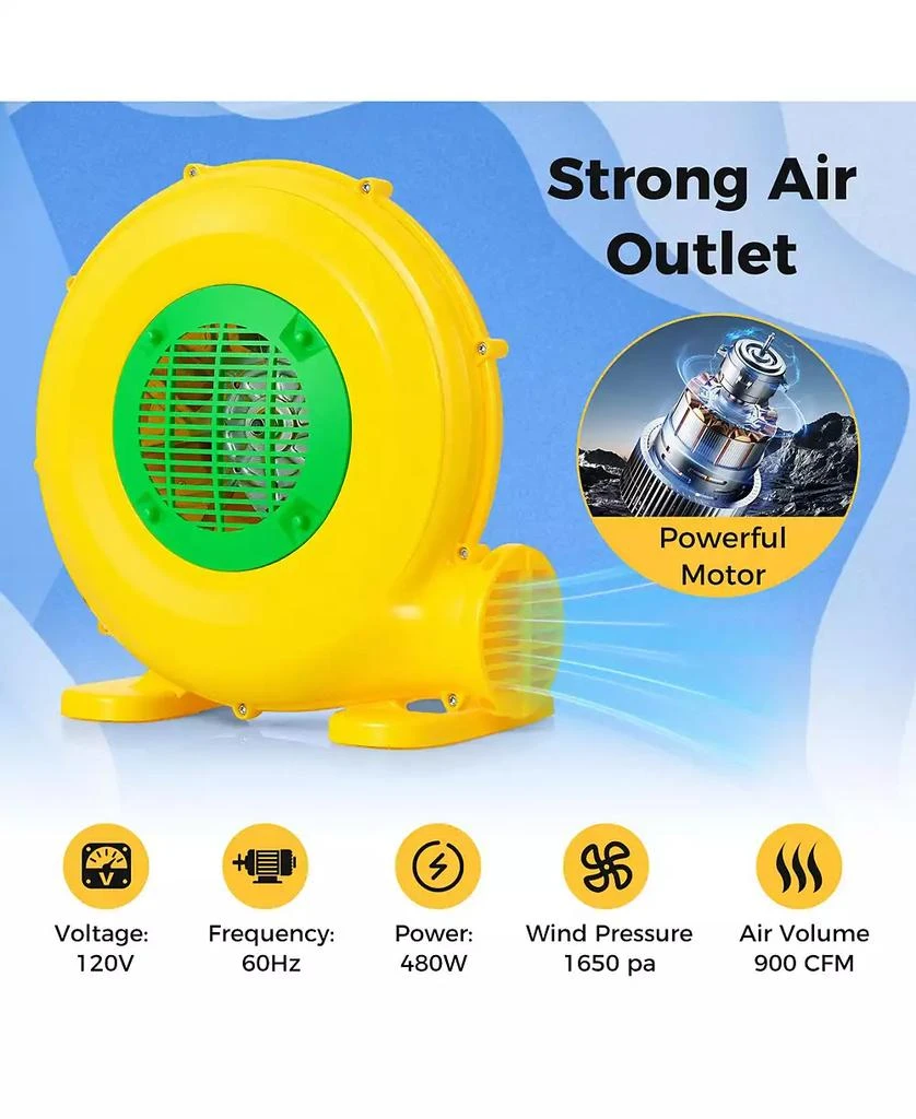 SUGIFT 480W Bounce House Blower with Handle and Ground Stakes 6