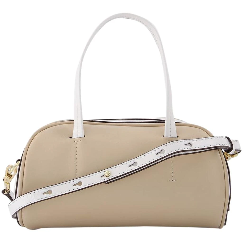 Manu Atelier Hourglass Bag in Ivory and White Leather 1