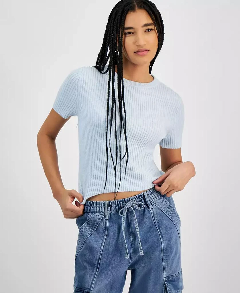 Hooked Up by IOT Juniors' Short-Sleeve Crewneck Sweater 1