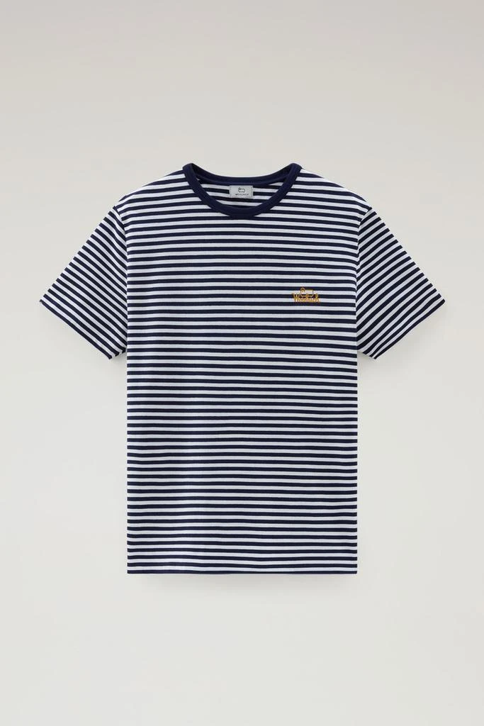Woolrich Striped T-Shirt in Stretch Cotton Jersey - Men - Blue 1
