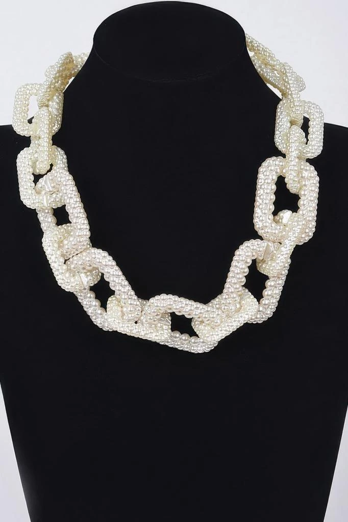 TRUEDAMES Faux Pearl Link Chain Necklace