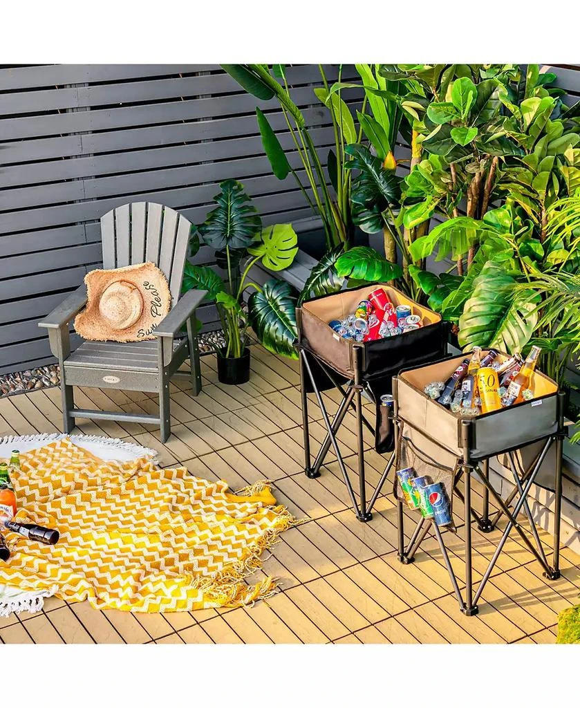 KUYOTQ 2 Pieces Folding Camping Tables with Large Capacity Storage Sink 3