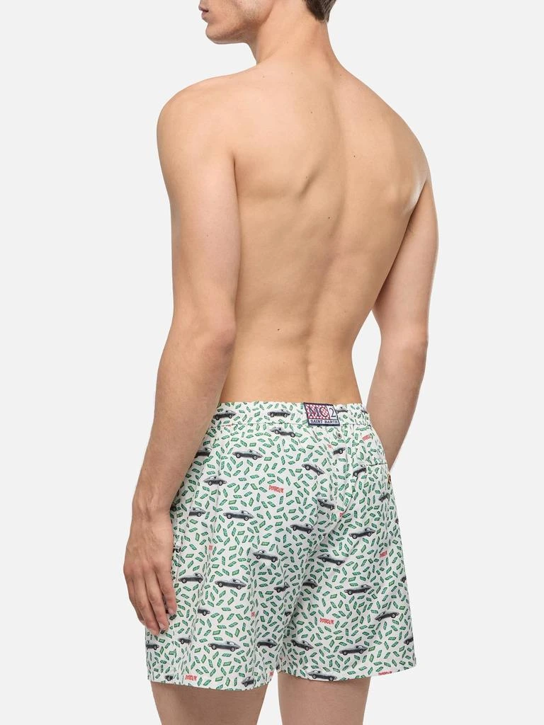 Mc2 Saint Barth Man Light Fabric Swim Shorts With Car And Money Print | Diabolik Special Edition 2