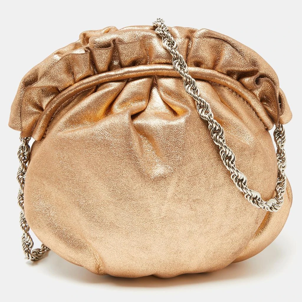 Tahari Gold Leather Pleated Frame Crossbody Bag 1