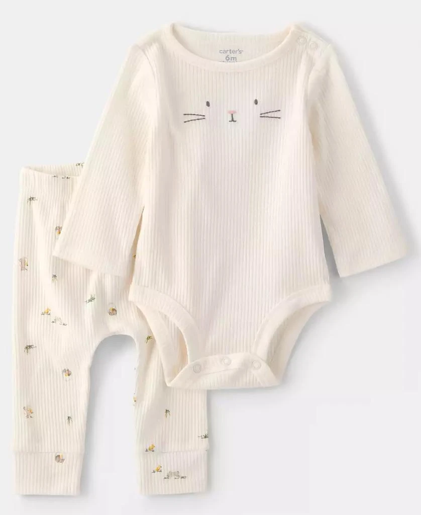 Carter
s Baby Boys
 or Baby Girls
 Easter Bunny Rib Round Neck Bodysuit and Pants, 2-Piece Set