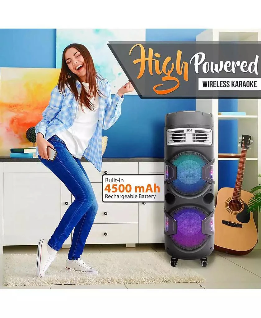 Pyle Portable Bluetooth PA Speaker 
Microphone System with LED Lights, MP3/USB Reader, FM Radio 7