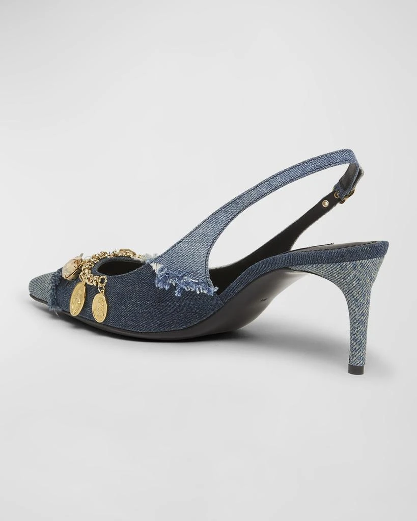 Dolce&Gabbana Denim Charms Slingback Pumps 4