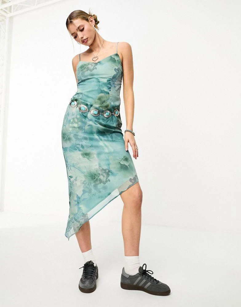 Motel Motel watercolour floral camisole midaxi dress in blue 1