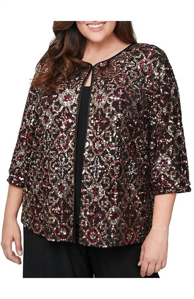 Alex Evenings Alex Evenings - Stretch Sequin Mock Twin Set Top - Plus 1