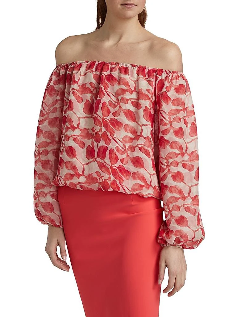 Chiara Boni Toru Floral Chiffon Off-The-Shoulder Top 4