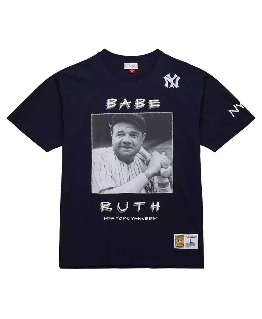 Mitchell & Ness Men's Babe Ruth Navy New York Yankees Cooperstown Collection Heavyweight Premium Player vintage-like Logo T-Shirt 3