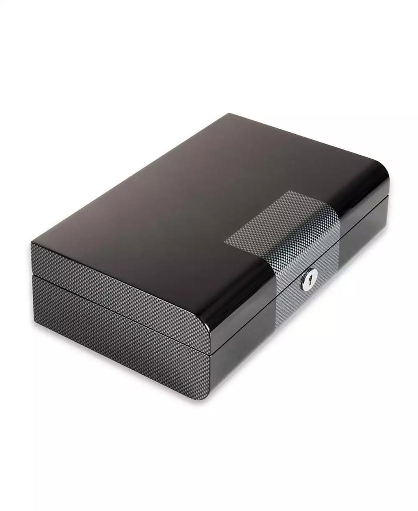 Bey-Berk Carbon Fiber Design Ten Watch Storage Case with Lock Closure