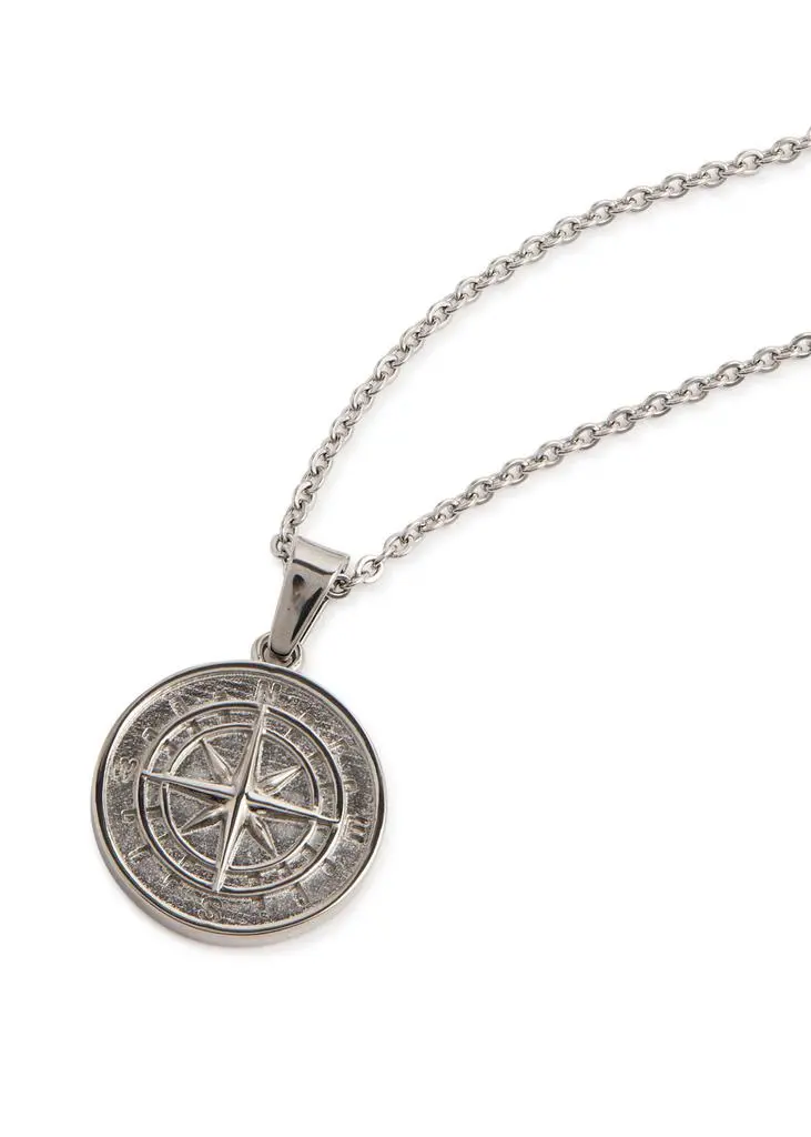 CRAFTD Compass rhodium-plated pendant necklace 4