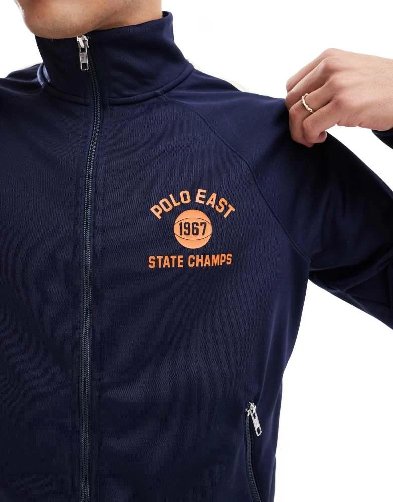Ralph Lauren Polo Ralph Lauren collegiate back logo tricot track jacket in navy 4