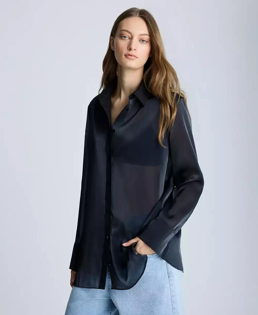Kenneth Cole Women's Sheer Oversized Tunic Shirt 3