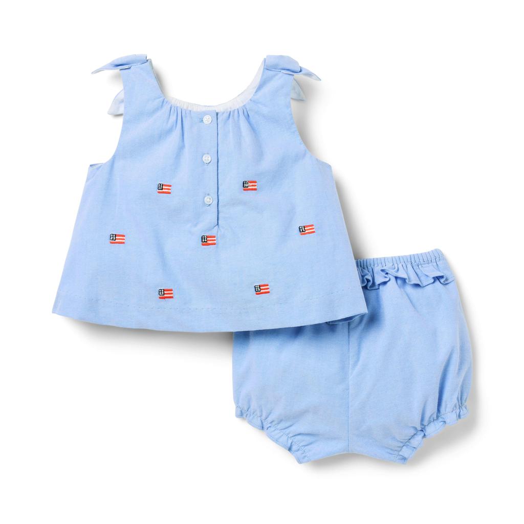 Janie and Jack Flag Embroidered Set (Infant)