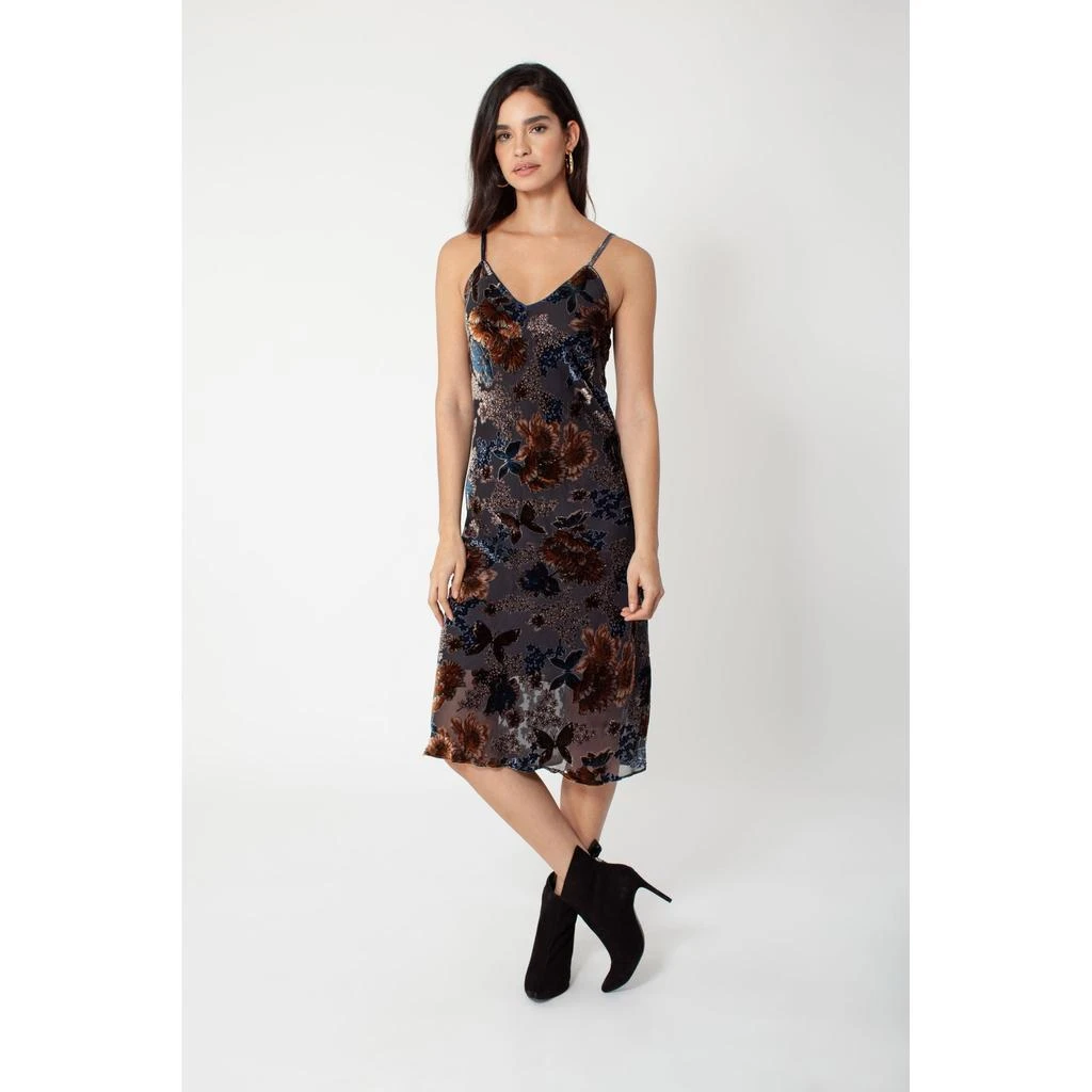 Hale Bob Lara Velvet Burnout Slip Dress Beaded