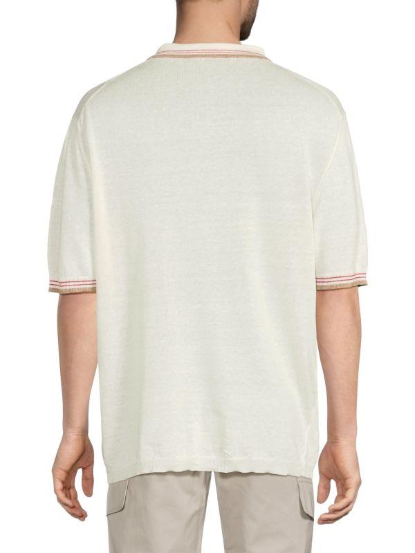 Isaia ​Linen-Cotton Knit Polo