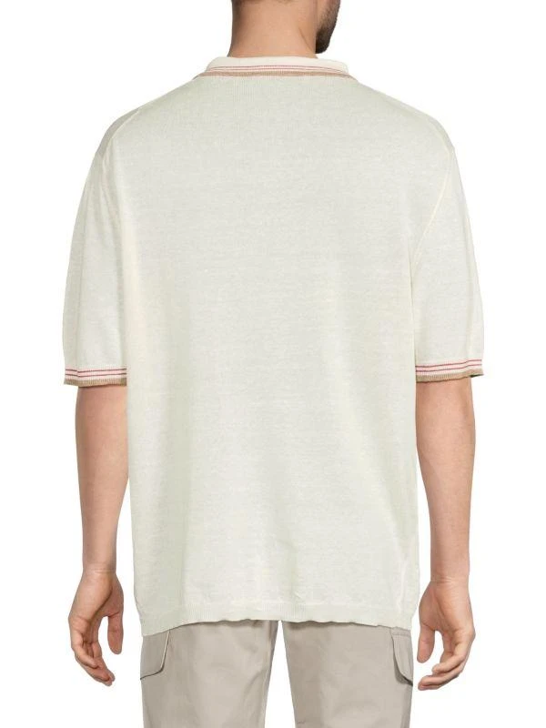 Isaia ​Linen-Cotton Knit Polo 2