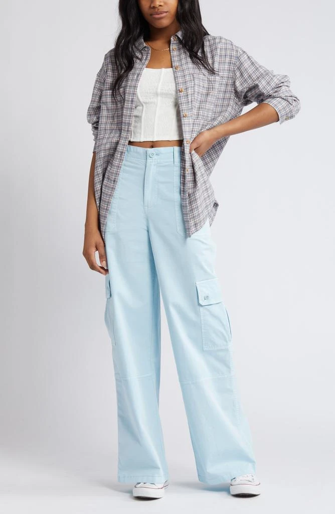 BP. Plaid Oversize Cotton Flannel Button-Up Shirt 7