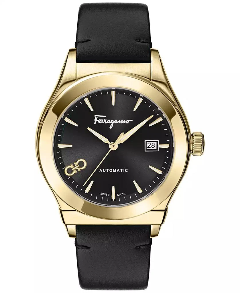Salvatore Ferragamo Men's Swiss Automatic 1927 Black Leather Strap Watch 42mm 1