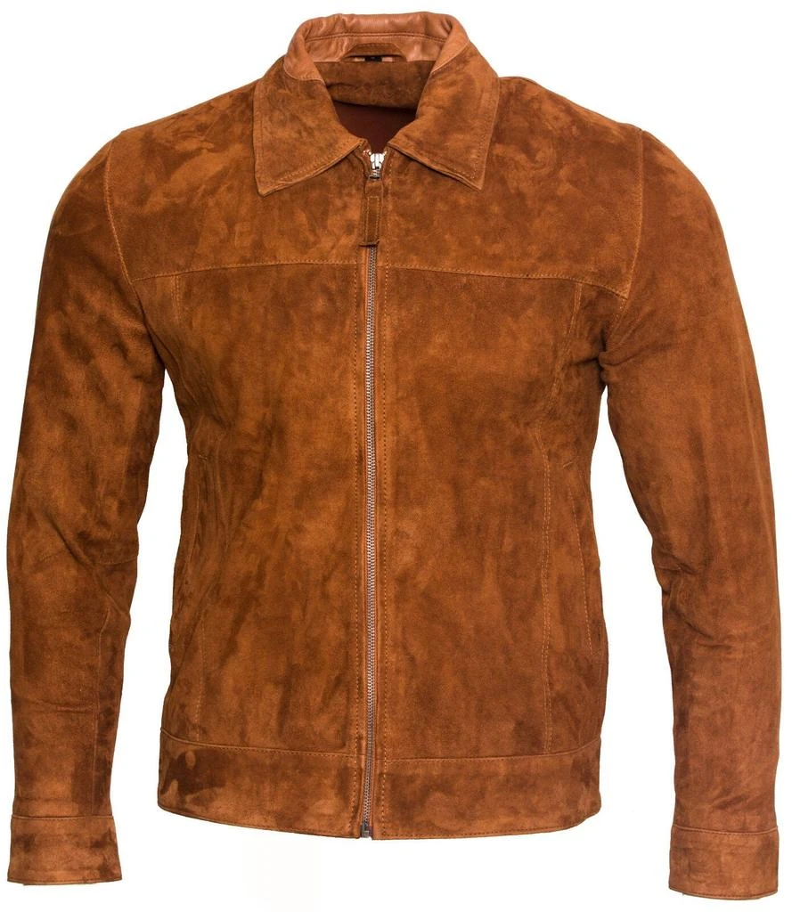 Infinity Leather Mens Retro Classic Suede Leather Biker Jacket 4
