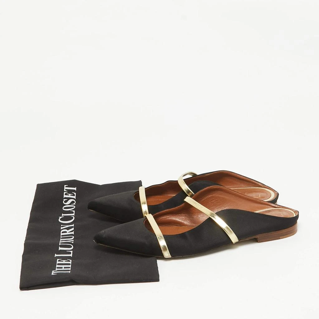 Malone Souliers Malone Souliers Black/Gold Satin and Leather Maureen Flat Mules Size 38 9