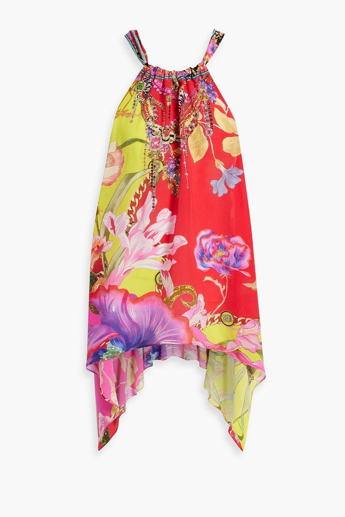 Camilla Crystal-embellished printed silk crepe de chine top