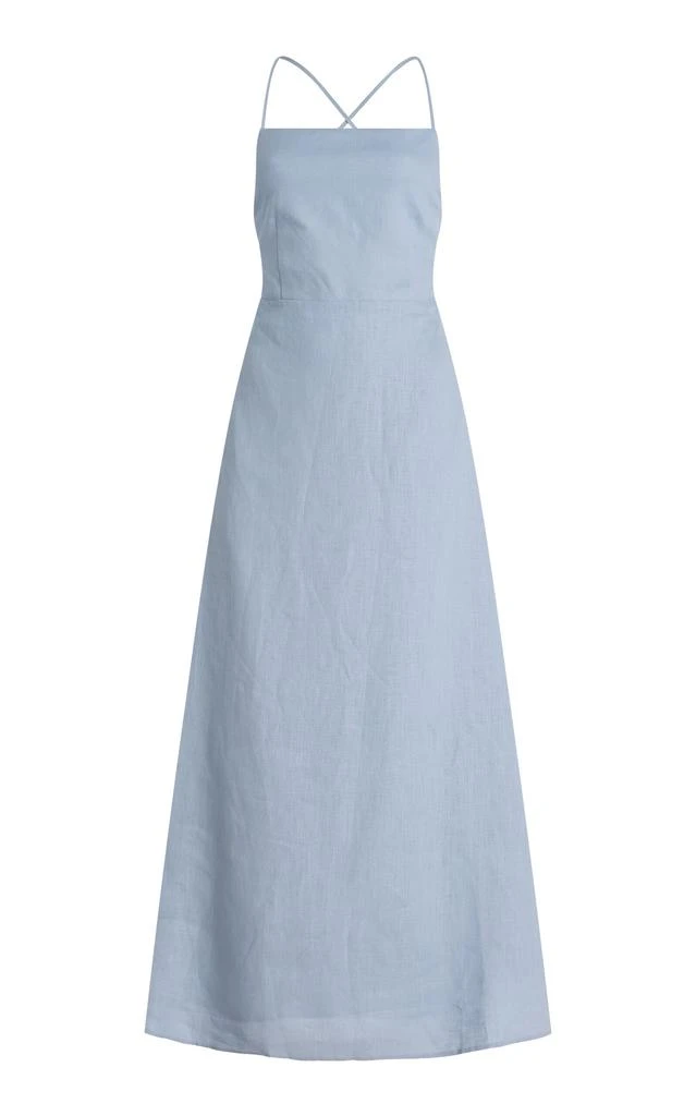 Posse Posse - Exclusive Riviera Lori Open-Back Linen Maxi Dress - Blue - XS - Moda Operandi 1