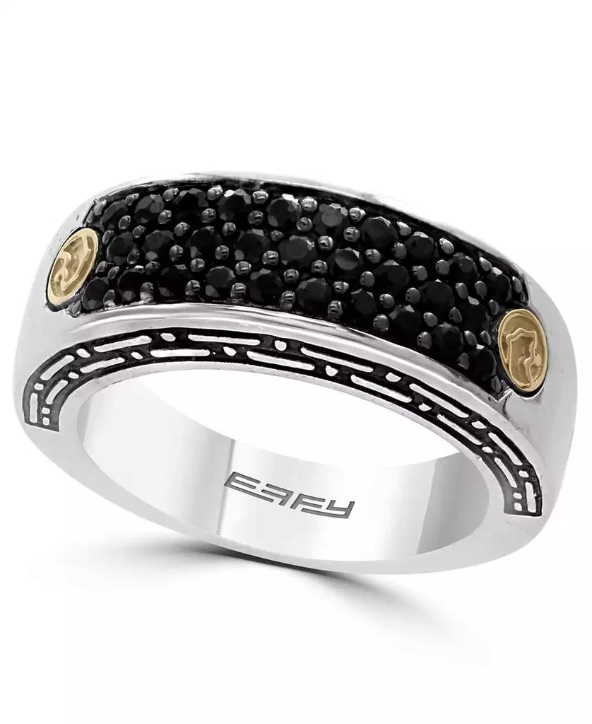 Effy Men
s Black Spinel (1-1/10 ct. t.w.) Ring in Sterling Silver with 18k Yellow Gold