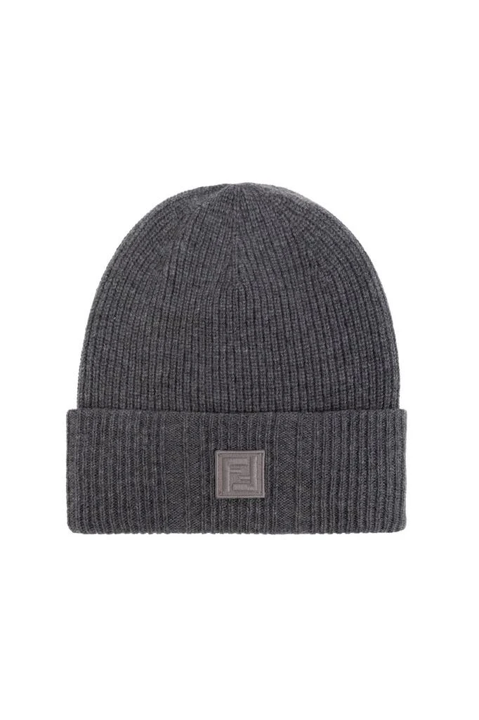 Shop Fendi Logo Patch Ribbed Beanie on Sale at BeyondStyle  display picture 1