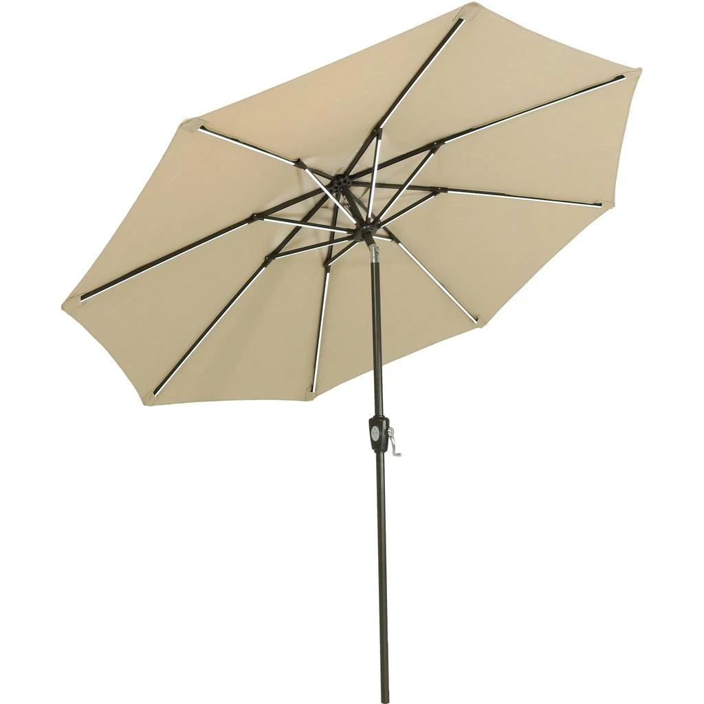 Sunnydaze Outdoor Aluminum Sunbrella Patio Umbrella with Solar LED Light Bars and Tilt - 9' 1