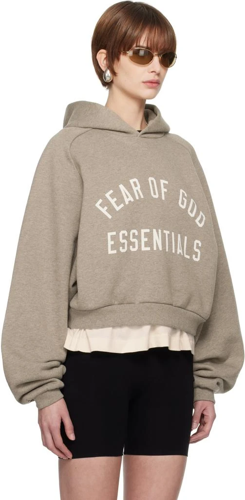 Essentials Gray Fleece Cropped Hoodie 2