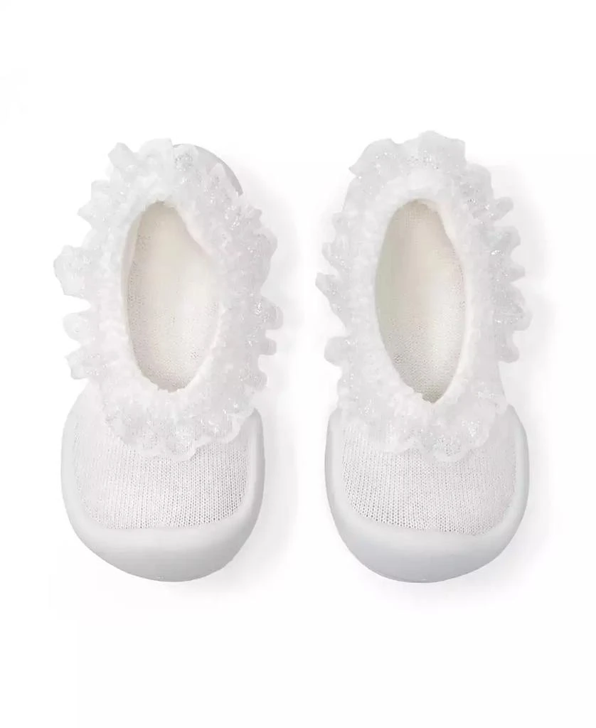 Komuello Toddler First Walk Sock Shoes Flat - Snow Lace