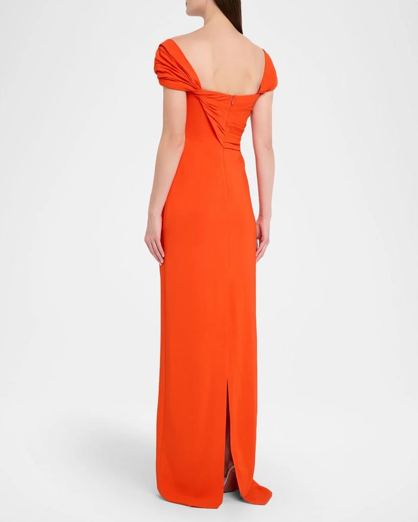 Oscar de la Renta Cap-Sleeve Draped Cady Column Gown 3